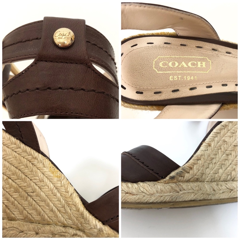 Coach Verronica Leather Espadrille Wedge Sandals 6 - Picture 7 of 7